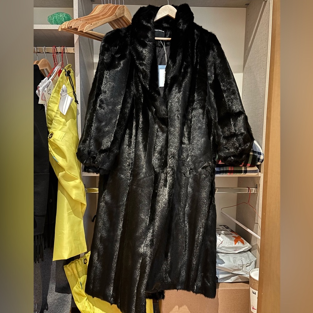 Naked Wardrobe Faux Mink Long Coat - Picture 7 of 9
